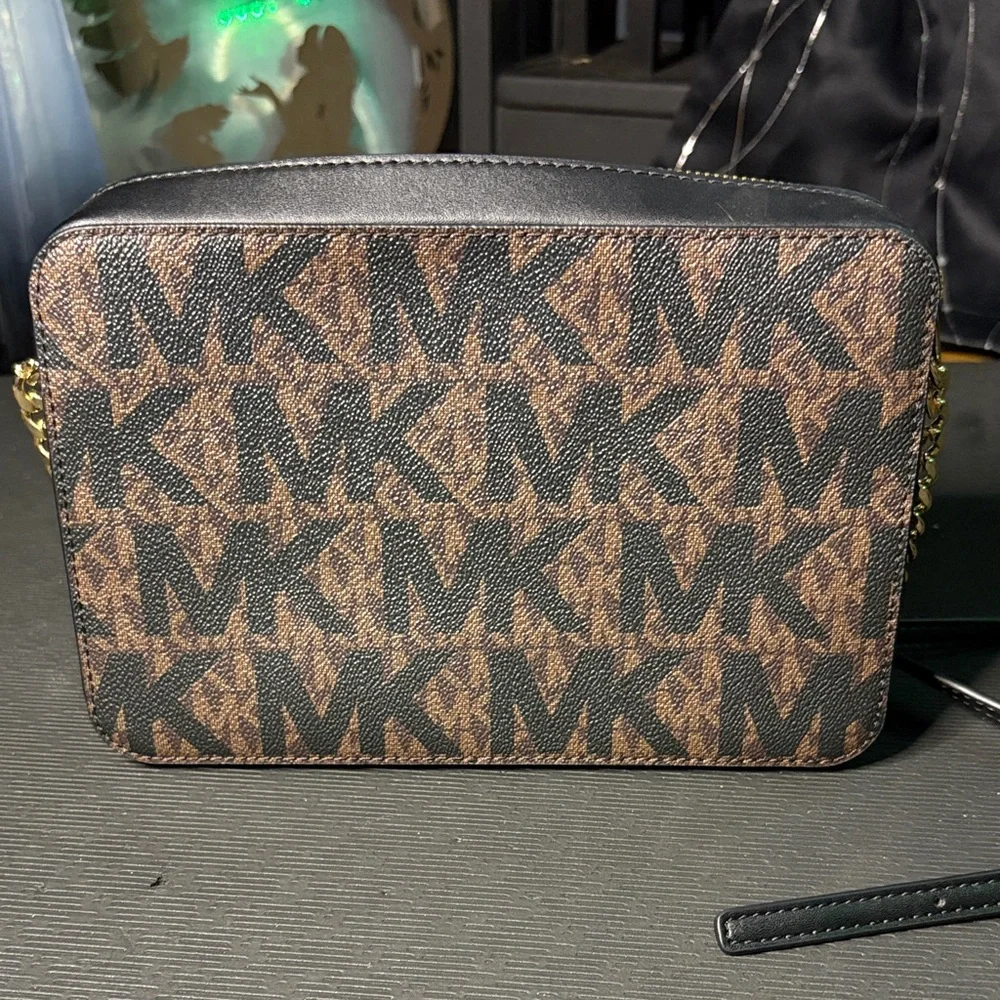 Michael Kors Black and Brown Logo Crossbody - Picture 5 of 7